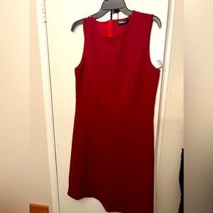 Allegra K Red Sheath Midi Dress with Sleeveless Design and Scoop Neck